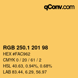 カラーコード: RGB 250.1 201 98 | qconv.com