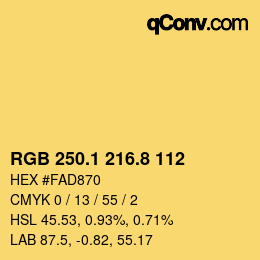 カラーコード: RGB 250.1 216.8 112 | qconv.com