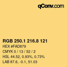 Color code: RGB 250.1 216.8 121 | qconv.com