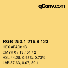 Color code: RGB 250.1 216.8 123 | qconv.com