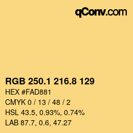 カラーコード: RGB 250.1 216.8 129 | qconv.com