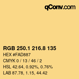 カラーコード: RGB 250.1 216.8 135 | qconv.com