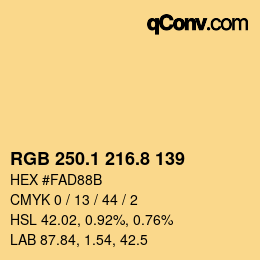 Color code: RGB 250.1 216.8 139 | qconv.com