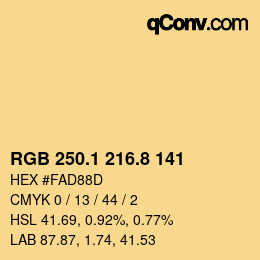 Color code: RGB 250.1 216.8 141 | qconv.com