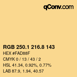 Color code: RGB 250.1 216.8 143 | qconv.com