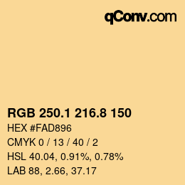 Color code: RGB 250.1 216.8 150 | qconv.com