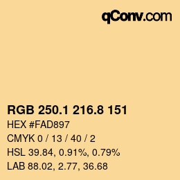 Color code: RGB 250.1 216.8 151 | qconv.com