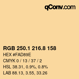 カラーコード: RGB 250.1 216.8 158 | qconv.com