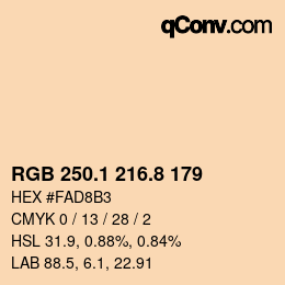 Color code: RGB 250.1 216.8 179 | qconv.com