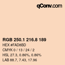 Color code: RGB 250.1 216.8 189 | qconv.com