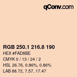 Color code: RGB 250.1 216.8 190 | qconv.com