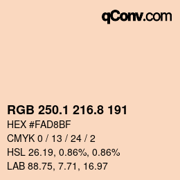 カラーコード: RGB 250.1 216.8 191 | qconv.com