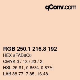 カラーコード: RGB 250.1 216.8 192 | qconv.com