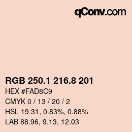 Color code: RGB 250.1 216.8 201 | qconv.com