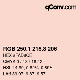 Color code: RGB 250.1 216.8 206 | qconv.com