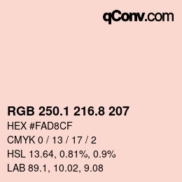 カラーコード: RGB 250.1 216.8 207 | qconv.com