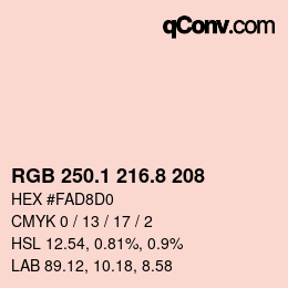 Color code: RGB 250.1 216.8 208 | qconv.com
