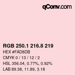 Farbcode: RGB 250.1 216.8 219 | qconv.com