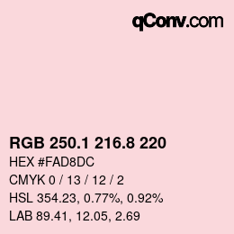 Color code: RGB 250.1 216.8 220 | qconv.com