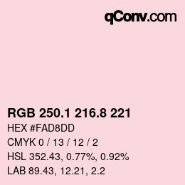 Farbcode: RGB 250.1 216.8 221 | qconv.com