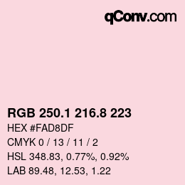Color code: RGB 250.1 216.8 223 | qconv.com