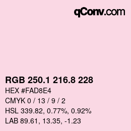 Color code: RGB 250.1 216.8 228 | qconv.com