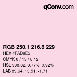 Color code: RGB 250.1 216.8 229 | qconv.com