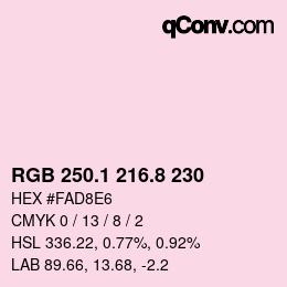 カラーコード: RGB 250.1 216.8 230 | qconv.com