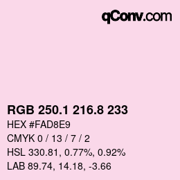 Color code: RGB 250.1 216.8 233 | qconv.com