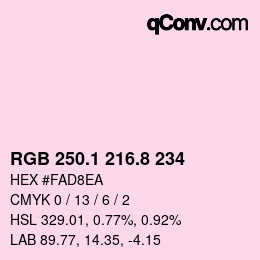 Color code: RGB 250.1 216.8 234 | qconv.com
