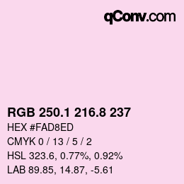 Color code: RGB 250.1 216.8 237 | qconv.com