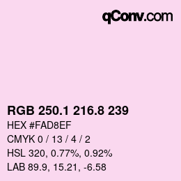 Color code: RGB 250.1 216.8 239 | qconv.com