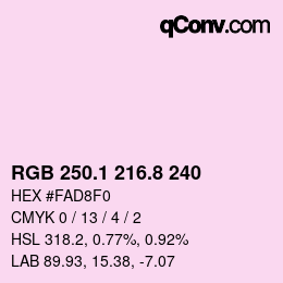 カラーコード: RGB 250.1 216.8 240 | qconv.com