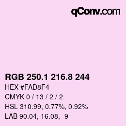 Color code: RGB 250.1 216.8 244 | qconv.com