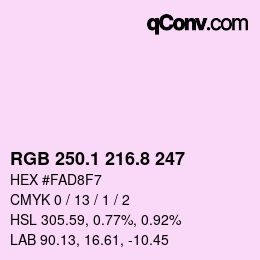 Color code: RGB 250.1 216.8 247 | qconv.com