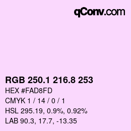 カラーコード: RGB 250.1 216.8 253 | qconv.com