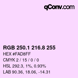 Color code: RGB 250.1 216.8 255 | qconv.com