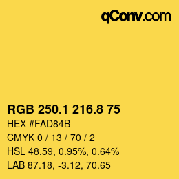 カラーコード: RGB 250.1 216.8 75 | qconv.com