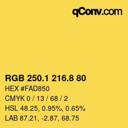 カラーコード: RGB 250.1 216.8 80 | qconv.com