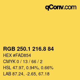 カラーコード: RGB 250.1 216.8 84 | qconv.com