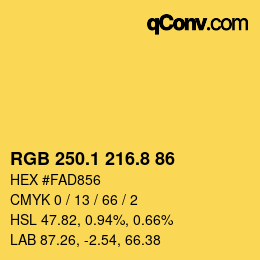 カラーコード: RGB 250.1 216.8 86 | qconv.com