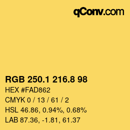 カラーコード: RGB 250.1 216.8 98 | qconv.com
