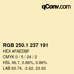 Color code: RGB 250.1 237 191 | qconv.com