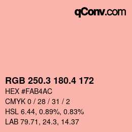 カラーコード: RGB 250.3 180.4 172 | qconv.com