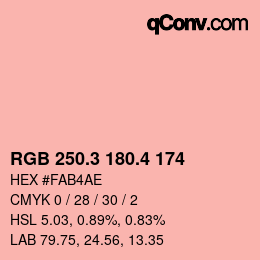カラーコード: RGB 250.3 180.4 174 | qconv.com