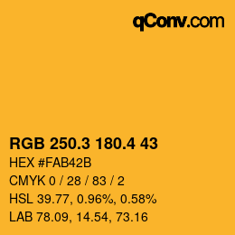 カラーコード: RGB 250.3 180.4 43 | qconv.com