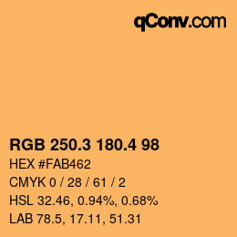 カラーコード: RGB 250.3 180.4 98 | qconv.com