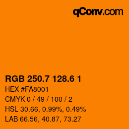 カラーコード: RGB 250.7 128.6 1 | qconv.com