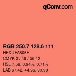 カラーコード: RGB 250.7 128.6 111 | qconv.com