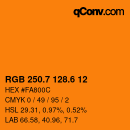 カラーコード: RGB 250.7 128.6 12 | qconv.com